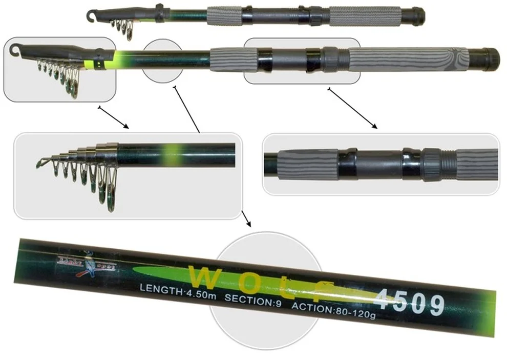 Спиннинг тел. Wolf 3,6м 50-100гр